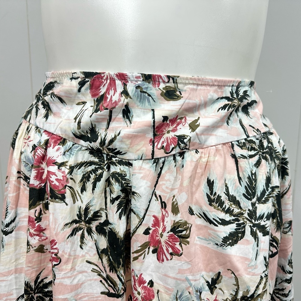 Torrid Plus Size 26 Women’s Midi Poplin High Waist Skirt Tropic Palm Trees - Picture 7 of 11